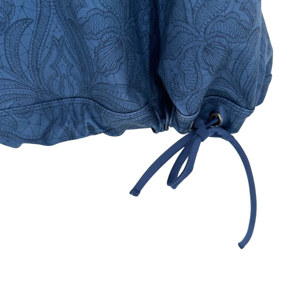 Athleta Womens Racerback Tank Top Blue Paisley  Adjustable Tie Hem Size S - Picture 5 of 9